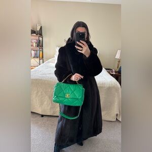 Quilted large Chanel 19 flap bag two tone hardware goatskin leather